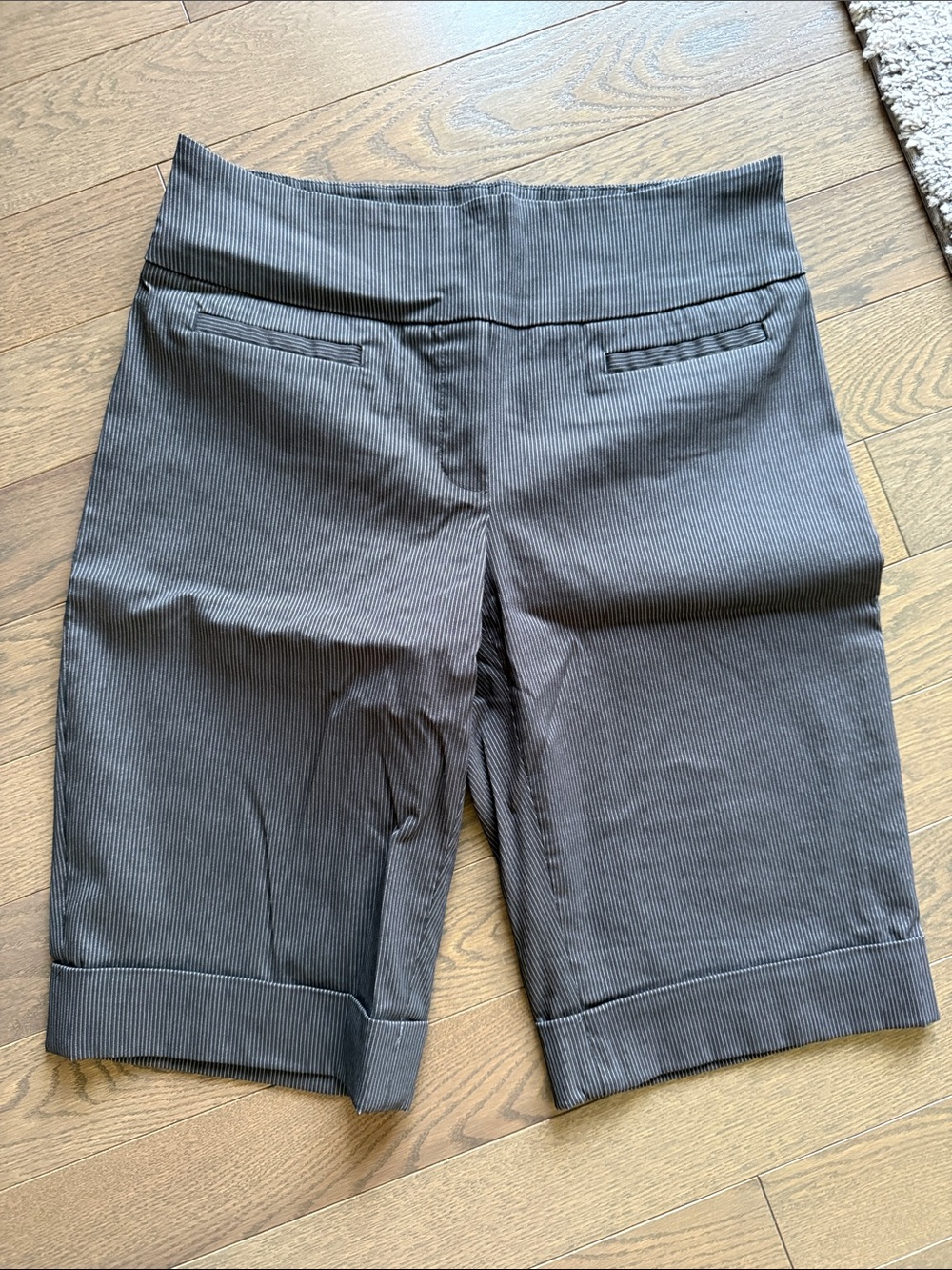 Women's Tailored Bermuda Shorts in black pinstripe